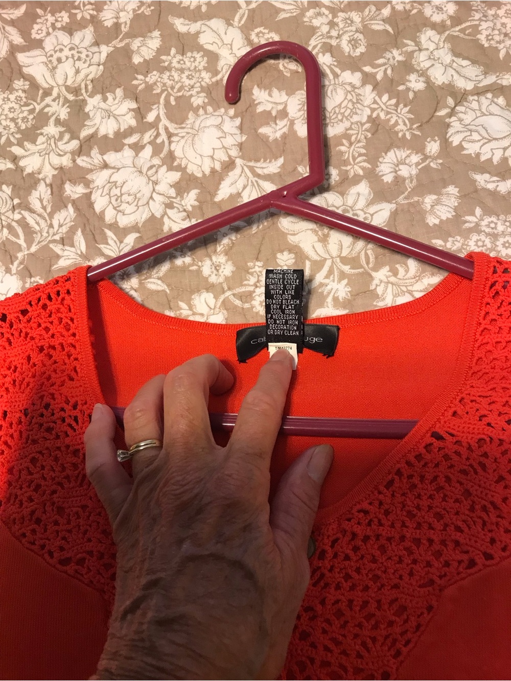 Cable & Gauge Orange Crochet-Trim Sleeveless Tank - Picture 5 of 6